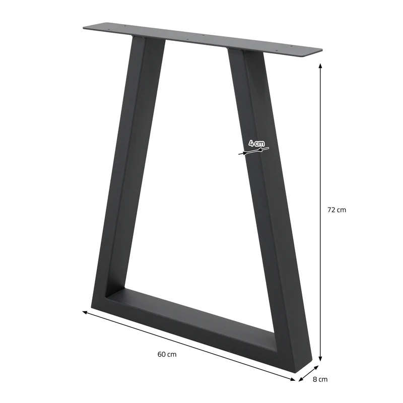 B-Ware Tischbeine 2er Set Trapez-Design 60x72 cm Anthrazit aus Stahl