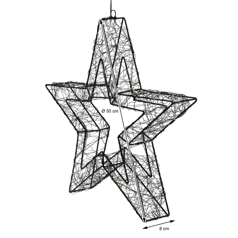 LED Weihnachtsstern 50 cm mit 720 extra-warmweißen LEDs und Timer für Innen und Außen IP44 Spritzwassergeschützt