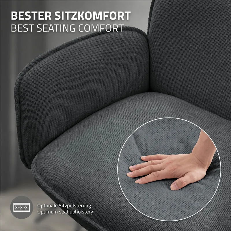 Esszimmerstuhl 4er Set drehbar Anthrazit mit Rücken- und Armlehne bis 120 kg ML-Design