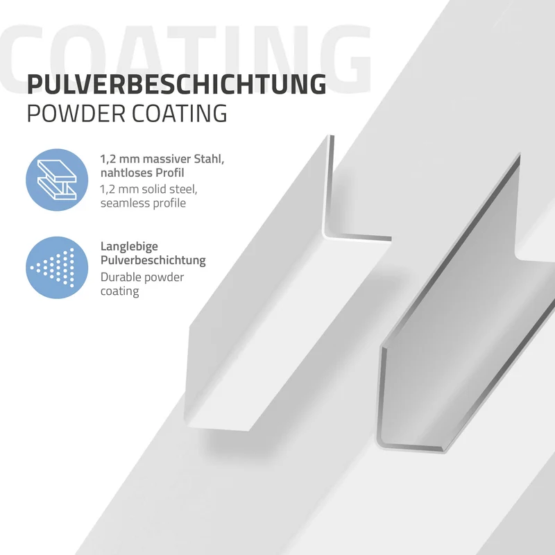 B-Ware 4er Set Tischbeine I-Design 30 cm Weiß glänzend aus pulverbeschichtetem Stahl eckig Profil 8x8 cm Höhenverstellbare Möbelfüße 1-4 cm ML-Design