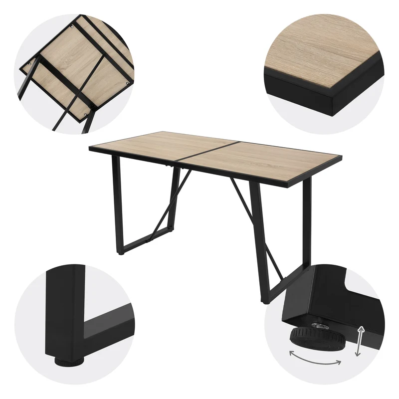 B-Ware Esstisch 140x70 cm mit schwarzem Gestell für 4-6 Personen ML-Design