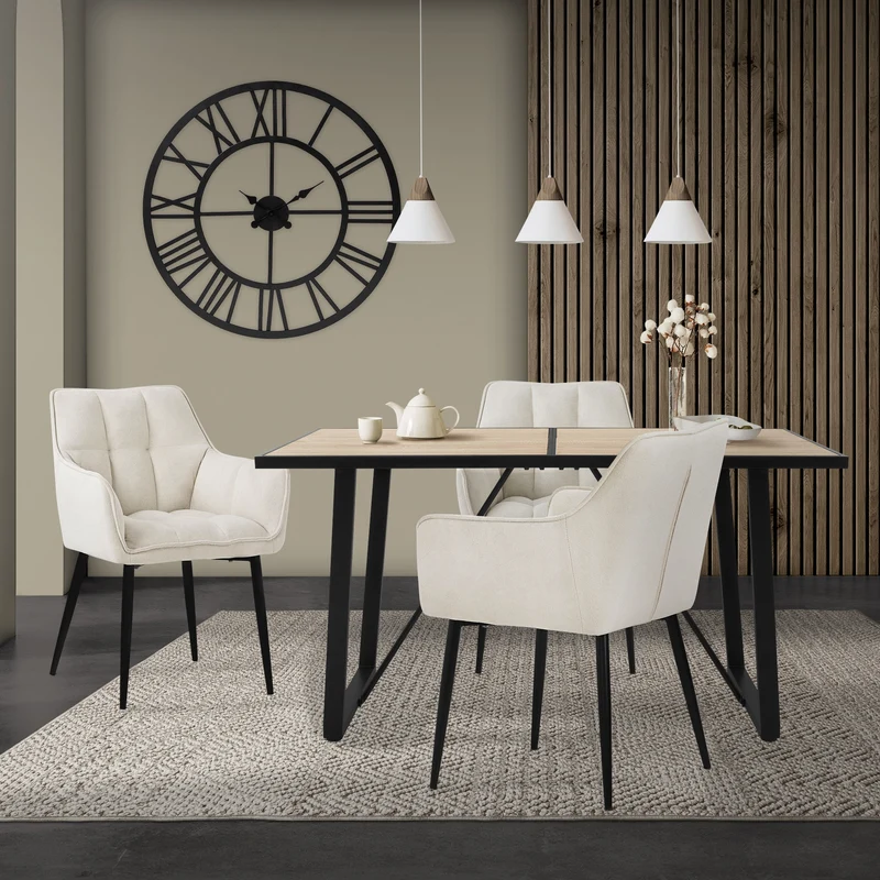 B-Ware Esstisch 140x70 cm mit schwarzem Gestell für 4-6 Personen ML-Design