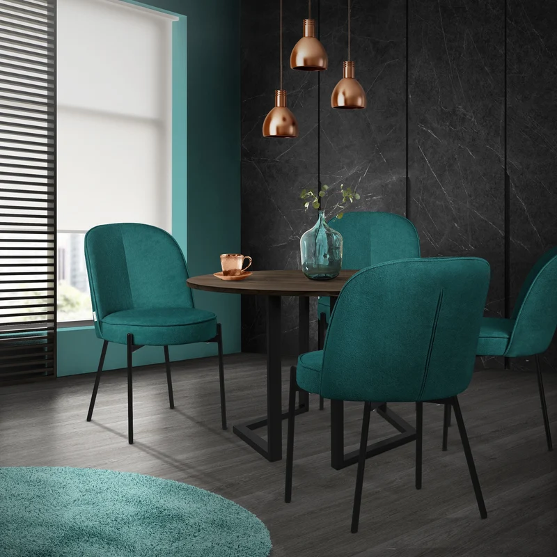 Esszimmerstühle 4er Set Petrol mit Rückenlehne, Polsterstühle für Esszimmer & Küche ML-Design