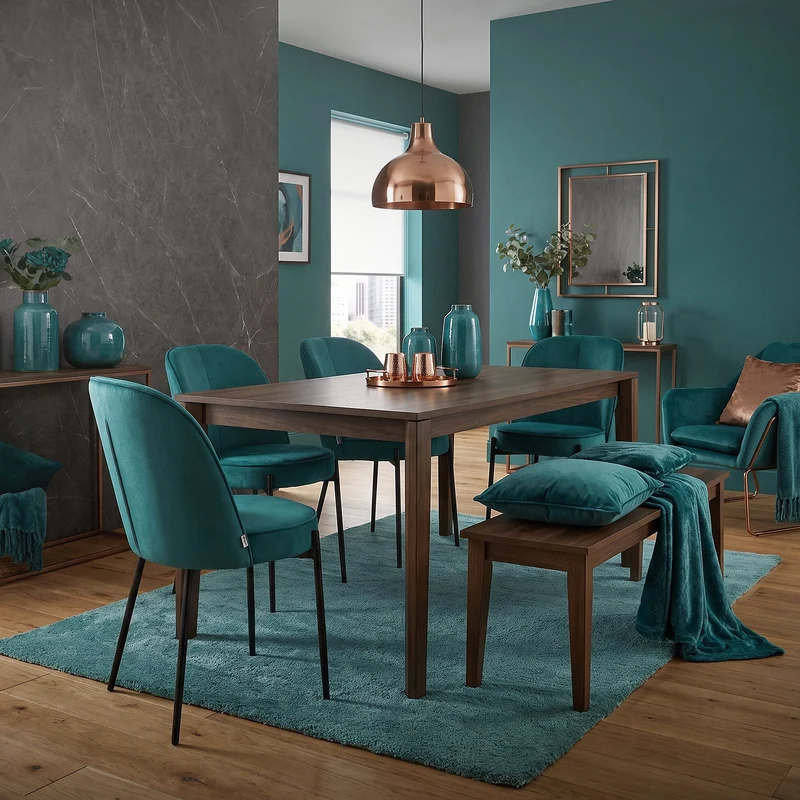 Esszimmerstühle 4er Set Petrol mit Rückenlehne, Polsterstühle für Esszimmer & Küche ML-Design