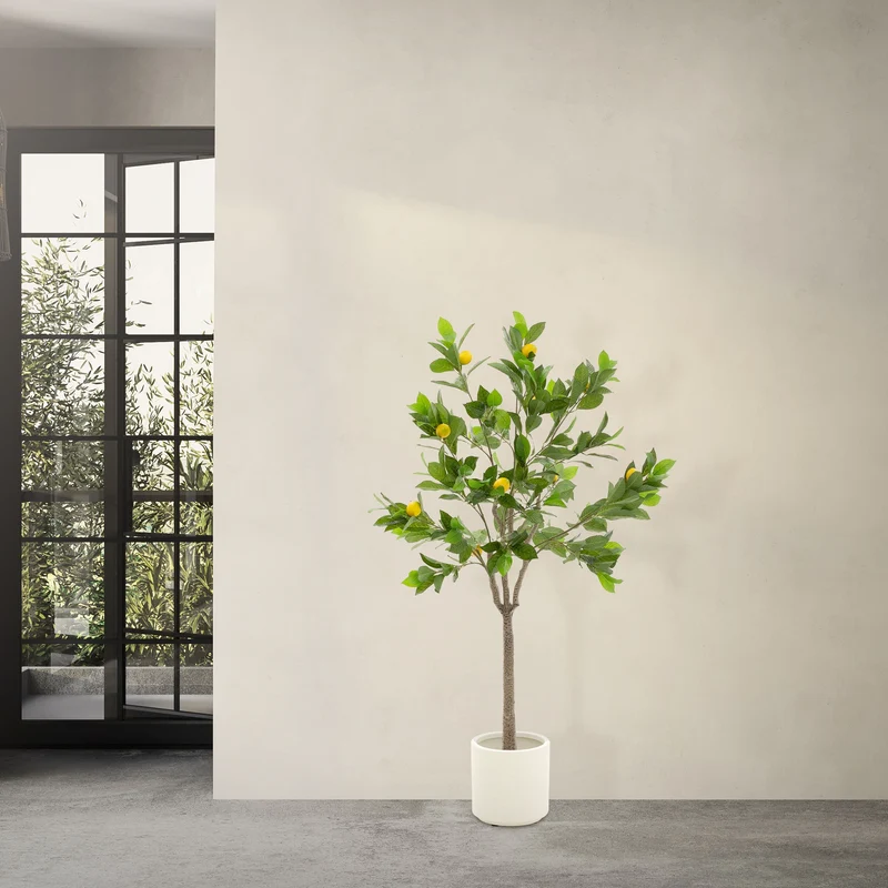 Künstlicher Zitronenbaum 160 cm Kunstpflanze im Topf mit Früchten ML-Design