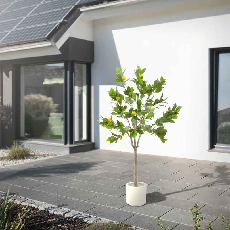 Künstlicher Zitronenbaum 160 cm Kunstpflanze im Topf mit Früchten ML-Design