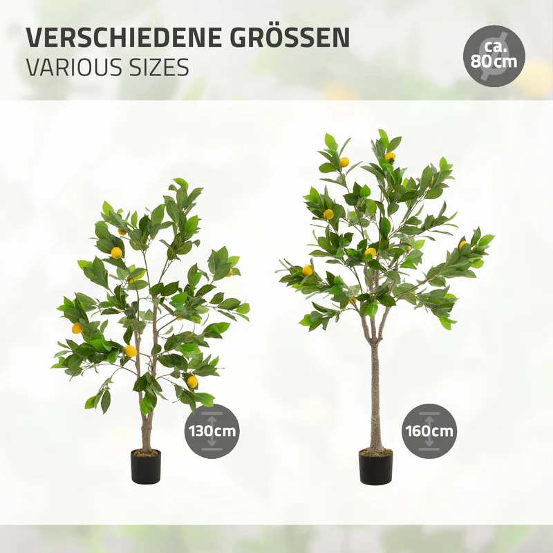 Künstlicher Zitronenbaum 130 cm Kunstpflanze im Topf mit Früchten ML-Design