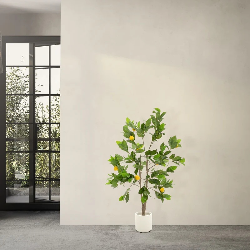 Künstlicher Zitronenbaum 130 cm Kunstpflanze im Topf mit Früchten ML-Design