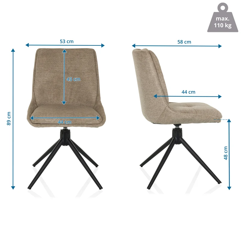 B-Ware hjh LIVING Dining Stuhl TARVISO I Esszimmerstuhl Deko Stoff beige Polsterstühle