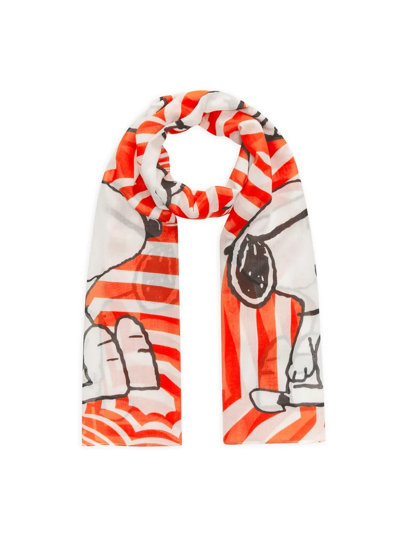 Feiner Schal aus Modalmischung mit Snoopy-Motiven