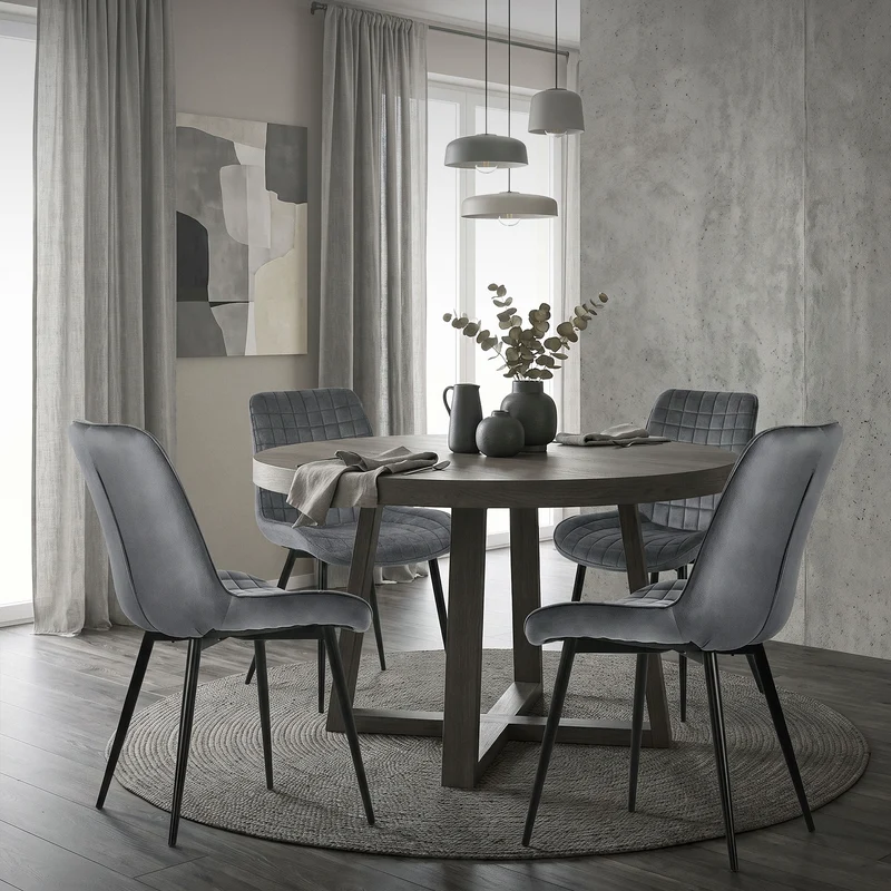 Esszimmerstuhl 4er Set Anthrazit mit Samtbezug und Stahlbeinen Küchenstuhl mit Rückenlehne ML-Design