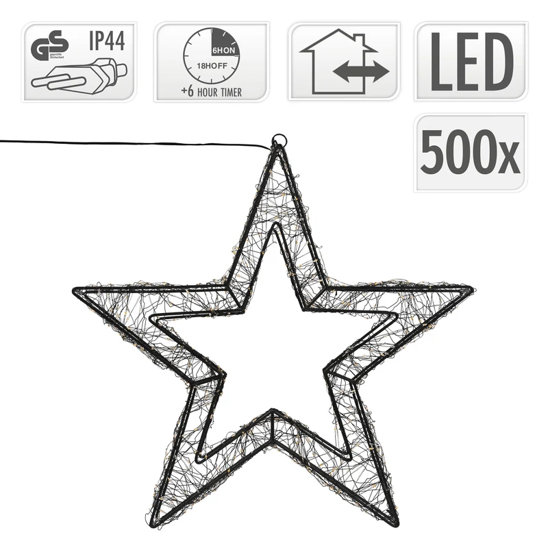LED Weihnachtsstern 38 cm mit 500 extra-warmweißen LEDs und Timer für Innen und Außen IP44 Spritzwassergeschützt