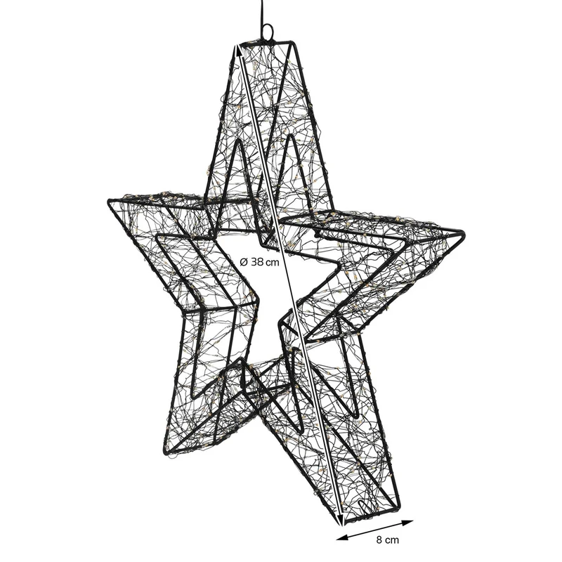 LED Weihnachtsstern 38 cm mit 500 extra-warmweißen LEDs und Timer für Innen und Außen IP44 Spritzwassergeschützt