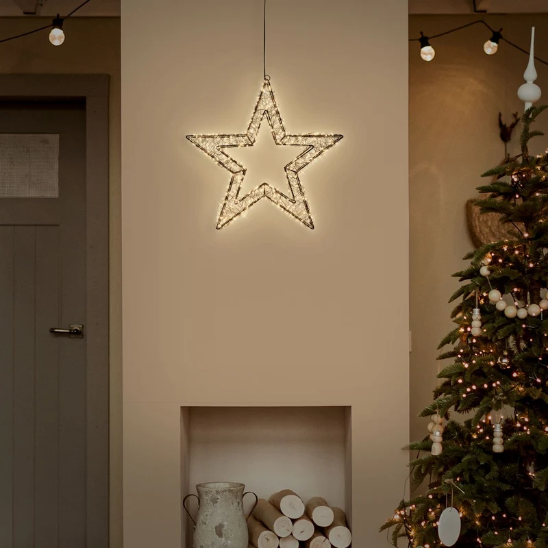 LED Weihnachtsstern 38 cm mit 500 extra-warmweißen LEDs und Timer für Innen und Außen IP44 Spritzwassergeschützt