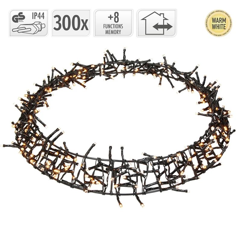 Lichterkranz für Weihnachten Ø38cm Warmweiß 300 LEDs IP44 Innen/Außen