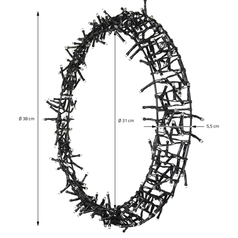 Lichterkranz für Weihnachten Ø38cm Warmweiß 300 LEDs IP44 Innen/Außen