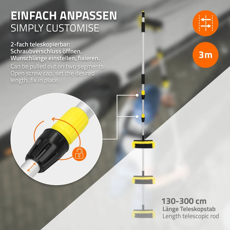 Auto Waschbürste mit Aluminium Teleskop Stiel bis 300 cm
