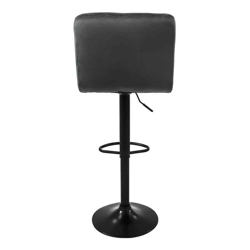 Barhocker 4er Set Grau Samtbezug mit Rückenlehne und Fußstütze höhenverstellbar 63-83cm ML-Design