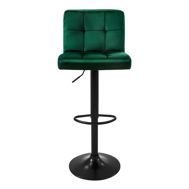 Barhocker 4er Set Grün Samtbezug mit Rückenlehne und Fußstütze höhenverstellbar 63-83cm ML-Design