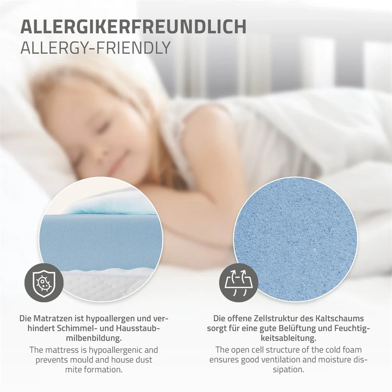 Kinderbett Hausbett 80x160 cm Hellgrau aus Kiefernholz inkl. Matratze H-10cm Rausfallschutz Dach und Lattenrost ML-Design