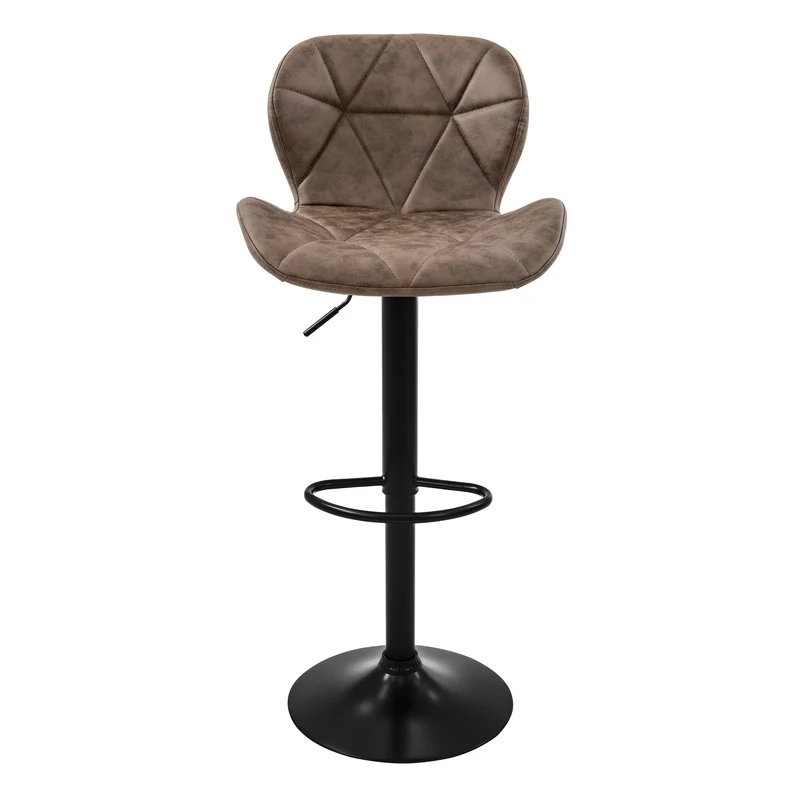 Barhocker 2er Set Braun Kunstlederbezug mit Rückenlehne und Fußstütze höhenverstellbar 59-79cm ML-Design