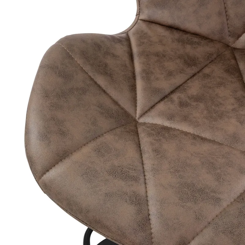 Barhocker 2er Set Braun Kunstlederbezug mit Rückenlehne und Fußstütze höhenverstellbar 59-79cm ML-Design