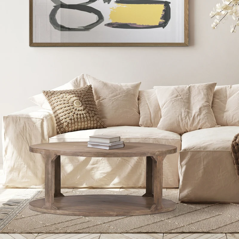Couchtisch Ø 100x45 cm Natur aus Mangoholz WOMO-Design