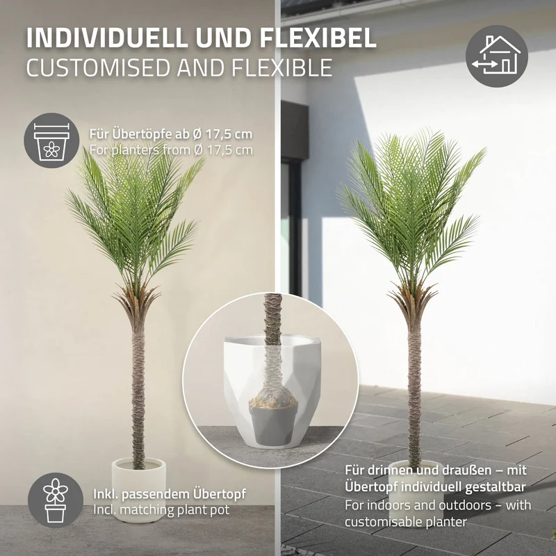 Künstliche Palme 180 cm Tropische Kunstpalme im Topf ML-Design