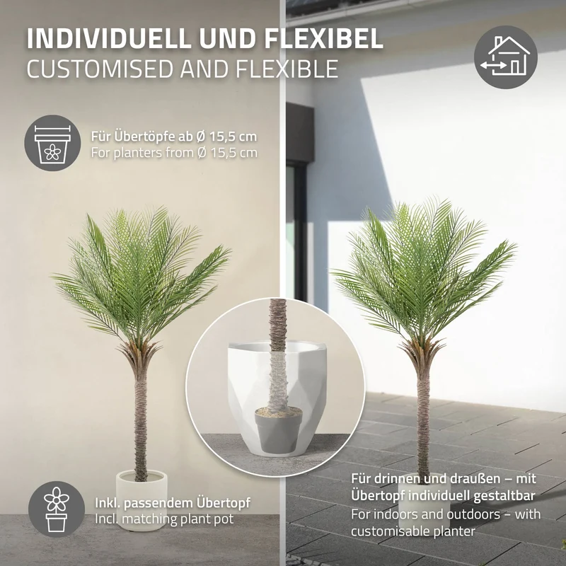 Künstliche Palme 150 cm Tropische Kunstpalme im Topf ML-Design
