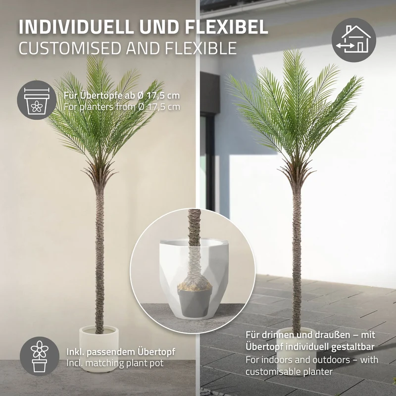 Künstliche Palme 210 cm Tropische Kunstpalme im Topf ML-Design