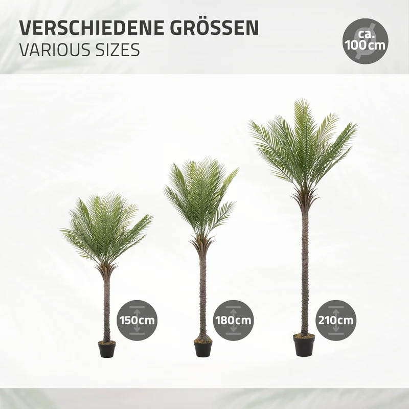 Künstliche Palme 210 cm Tropische Kunstpalme im Topf ML-Design