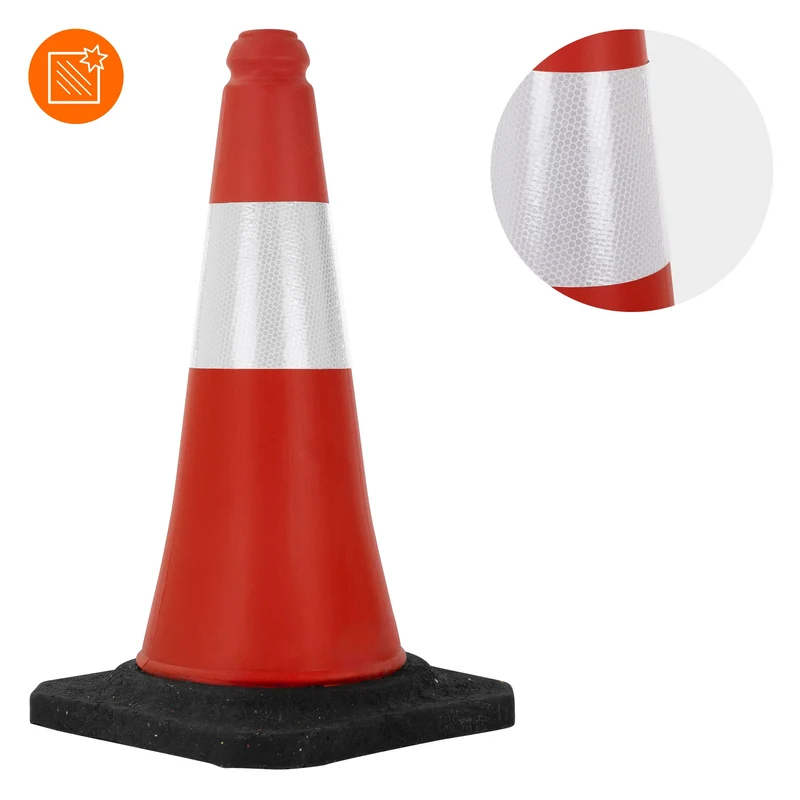 6er Set Verkehrsleitkegel Verkehrshütchen Pylone beschwert 51cm Rot/Weiß mit schwerem Fuß