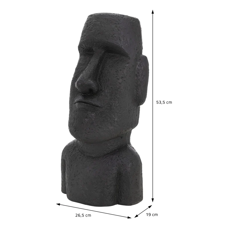 Moai Rapa Nuil Kopf Figur 26,5x19x53,5 cm Anthrazit aus Kunstharz Polyresin