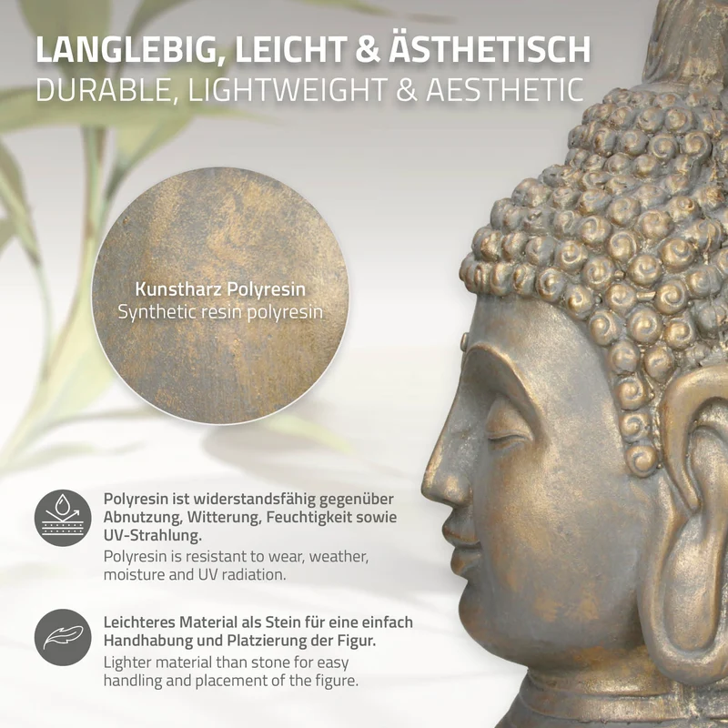 Buddha Kopf Figur 42x38x74,5 cm bronze aus Kunststein