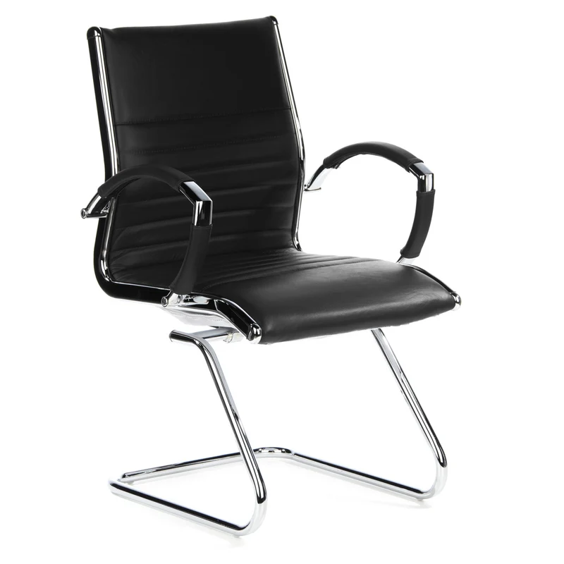 B-Ware hjh OFFICE Konferenzstuhl Freischwinger Stuhl PARMA V Sitz Leder schwarz Ch963