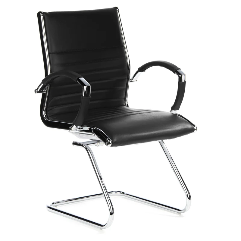 B-Ware hjh OFFICE Konferenzstuhl Freischwinger Stuhl PARMA V Sitz Leder schwarz Ch963