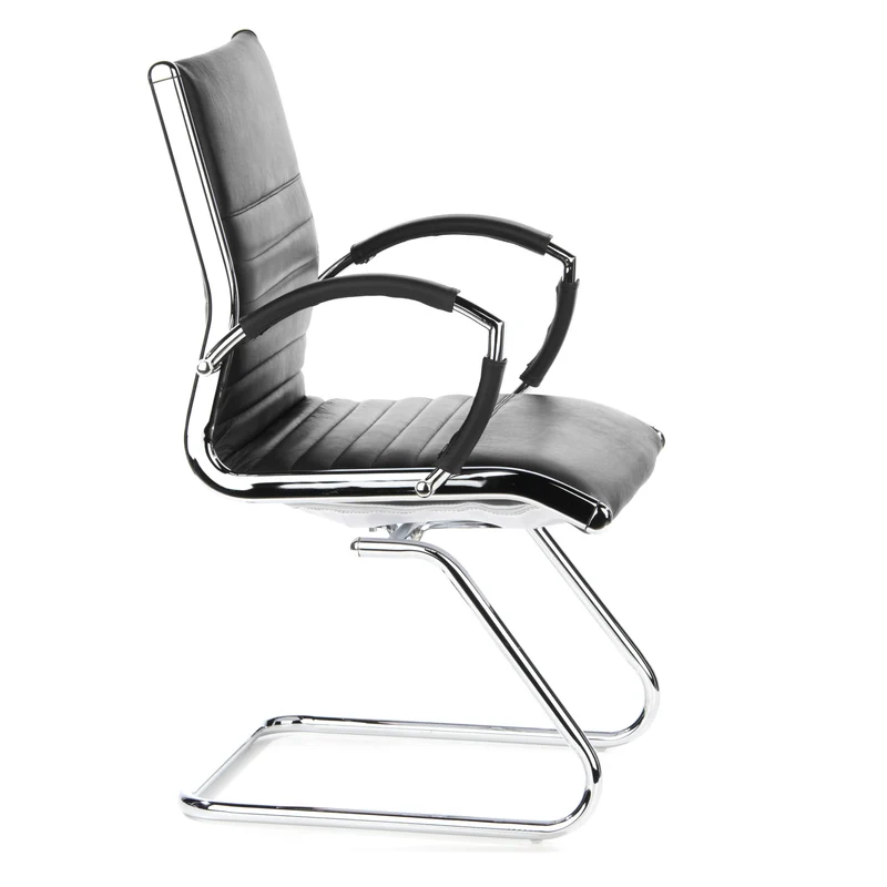 B-Ware hjh OFFICE Konferenzstuhl Freischwinger Stuhl PARMA V Sitz Leder schwarz Ch963