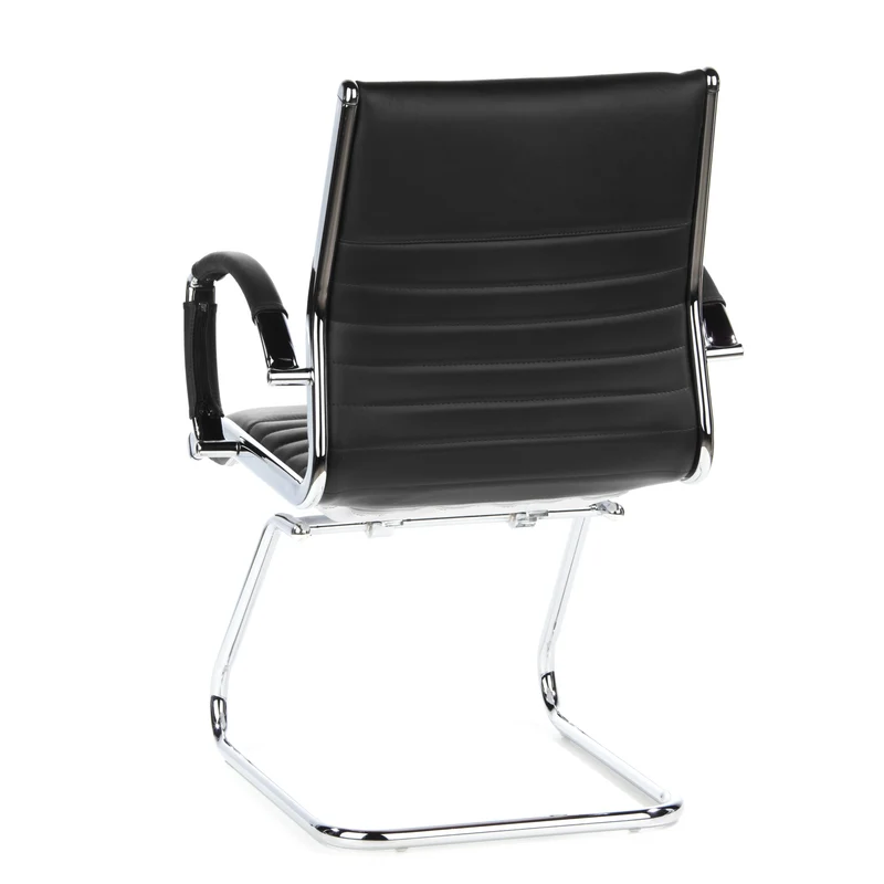 B-Ware hjh OFFICE Konferenzstuhl Freischwinger Stuhl PARMA V Sitz Leder schwarz Ch963