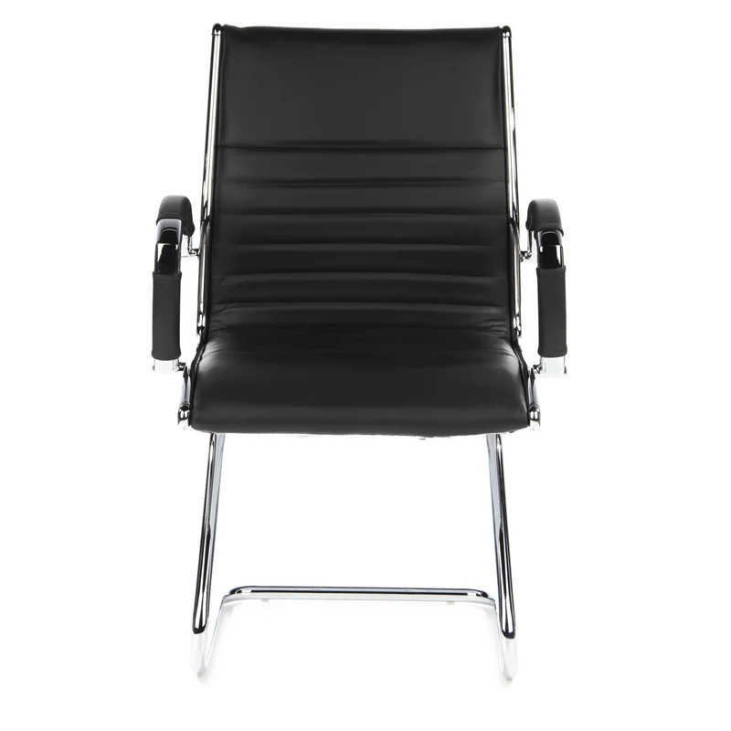 B-Ware hjh OFFICE Konferenzstuhl Freischwinger Stuhl PARMA V Sitz Leder schwarz Ch963