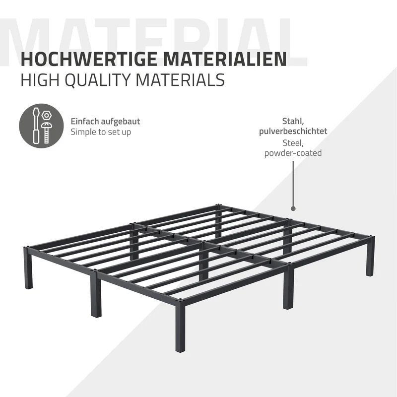 Bettgestell Doppelbett 160x200 cm aus Metall in Anthrazit mit Lattenrost ML-Design