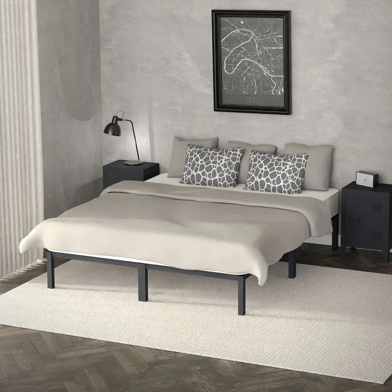 Bettgestell Doppelbett 160x200 cm aus Metall in Anthrazit mit Lattenrost ML-Design