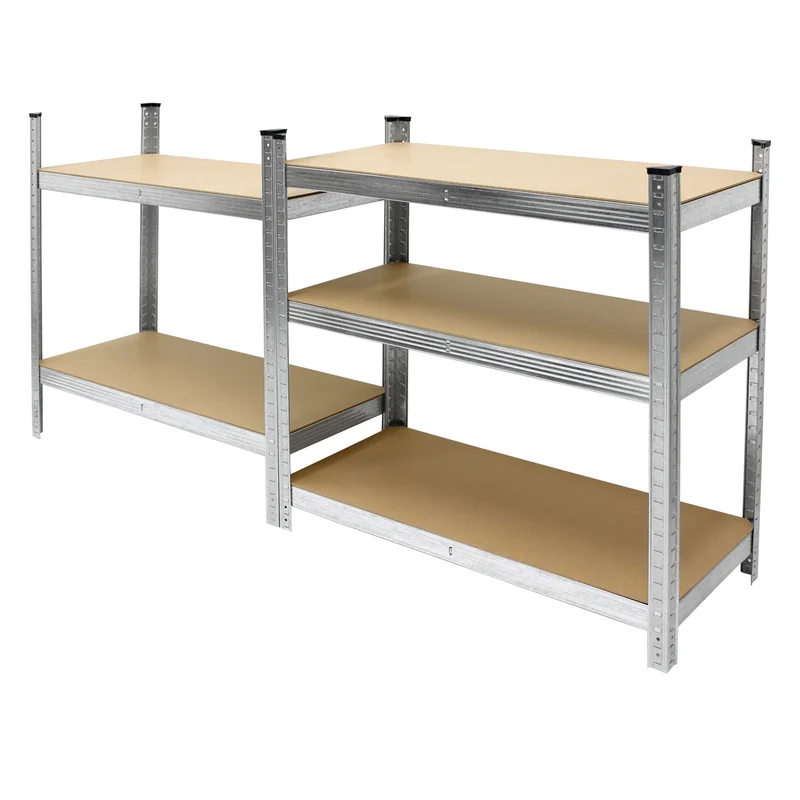 Werkstattregal 180x90x40 cm Silber aus Metall und MDF belastbar bis 750 kg