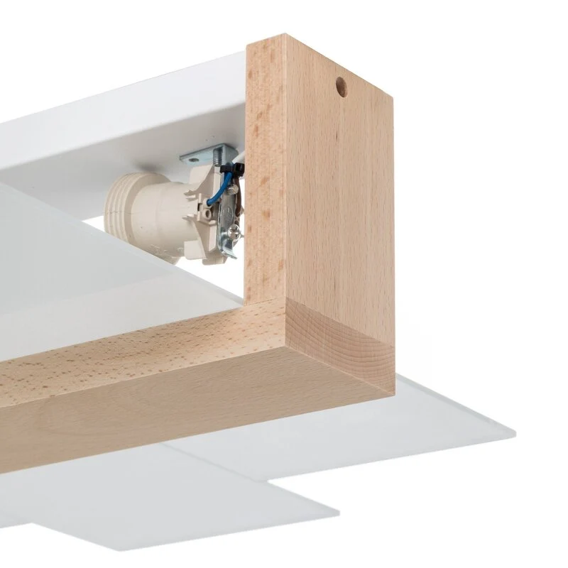 B-Ware Sollux Lighting Deckenleuchte Shifted 2 LED Lampe Holz Glas dimmbar weiß 43x43cm