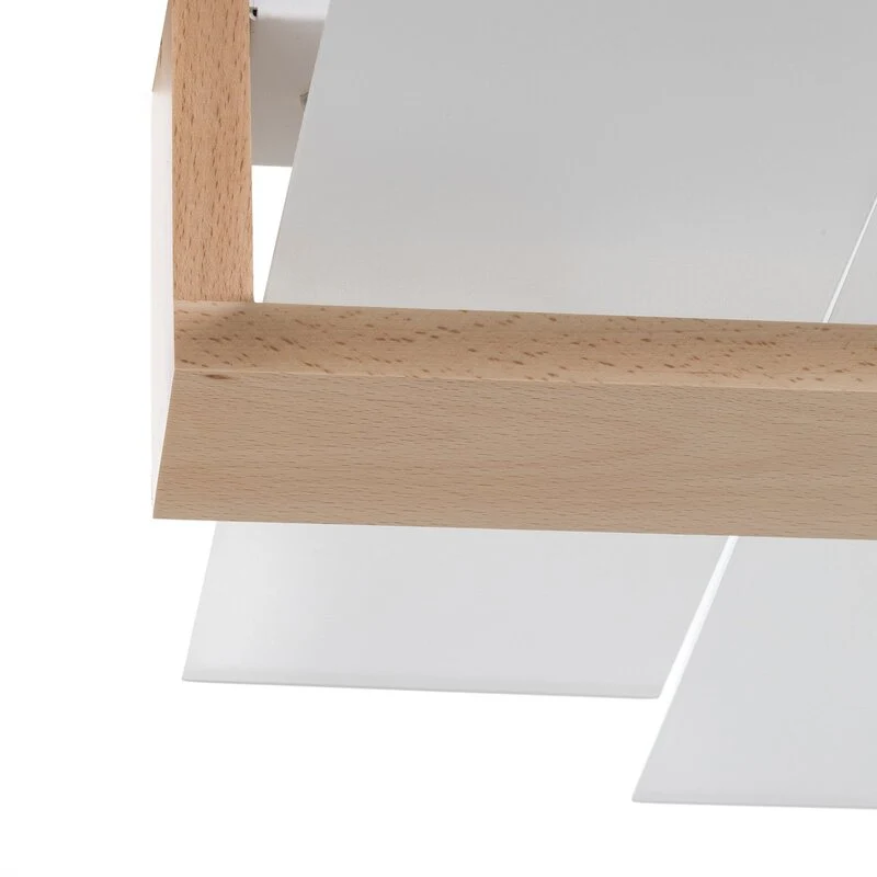 B-Ware Sollux Lighting Deckenleuchte Shifted 2 LED Lampe Holz Glas dimmbar weiß 43x43cm