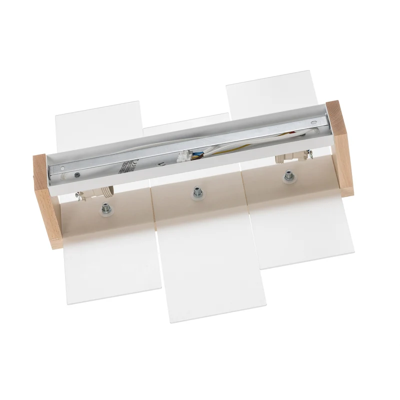 B-Ware Sollux Lighting Deckenleuchte Shifted 2 LED Lampe Holz Glas dimmbar weiß 43x43cm