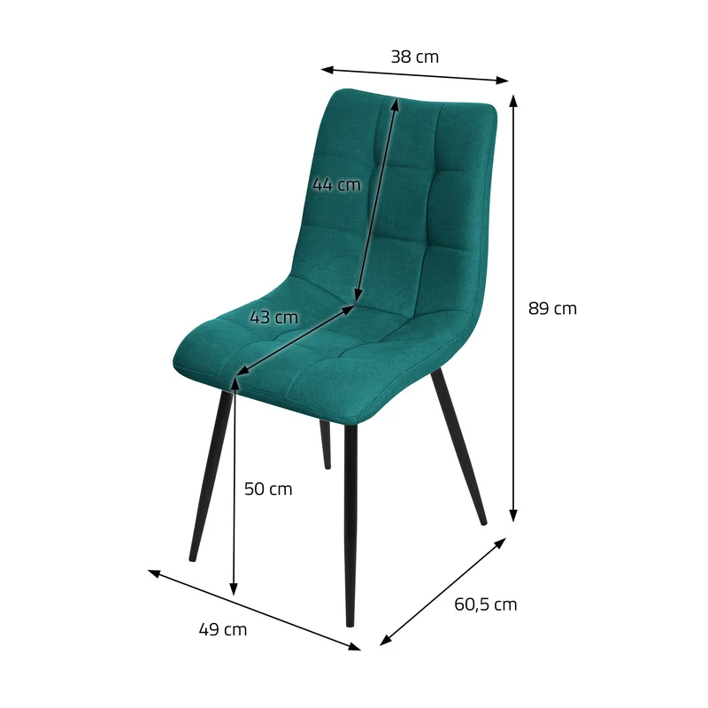 Esszimmerstühle 4er Set Petrol Küchenstuhl mit Polyesterbezug und Stahlbeinen ML-Design