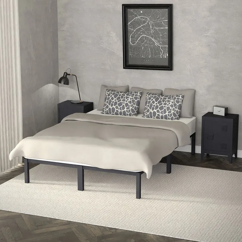 Bettgestell Doppelbett 140x200 cm aus Metall in Anthrazit mit Lattenrost ML-Design