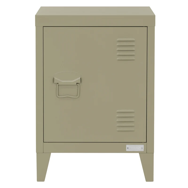 Nachttisch 40x30x58 cm Olive aus Stahl mit verstellbarer Regalboden ML Design