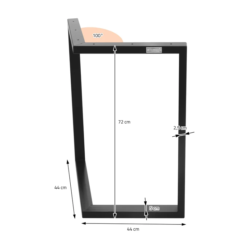 2er Set Tischkufen Bankkufen ARROW B44xH72 cm V-Form Metall Schwarz ML-Design