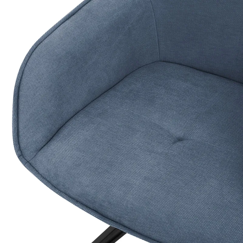 Esszimmerstuhl drehbar 6er Set Blau aus Textil Webstoff Küchenstuhl mit Rücken- und Armlehne ML-Design